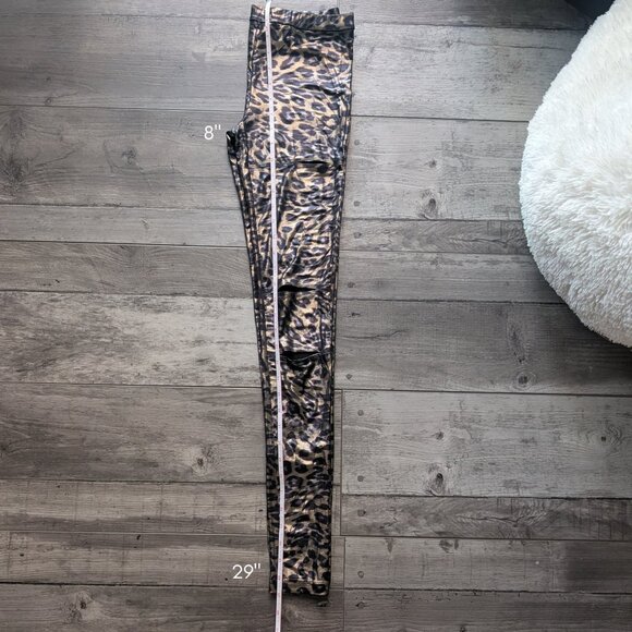 MAAC London, Metallic Leopard Print Cutout Leggings, Size Small - Picture 9 of 10